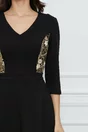 Rochie Ella Collection Daciada neagra cu broderie aurie