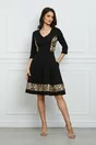 Rochie Ella Collection Daciada neagra cu broderie aurie