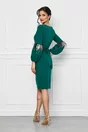 Rochie Ella Collection Kely verde cu pene pe maneci