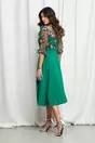 Rochie Ella Collection Maya verde cu broderie colorata pe bust
