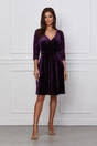 Rochie Ella Collection Sandi mov din catifea cu paiete pe maneci