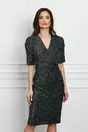 Rochie Ella Collection Valentina verde inchis cu fir lurex