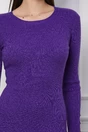 Rochie Ema mov din tricot reiat cu nasturi la baza manecilor