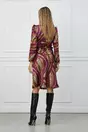 Rochie Erika magenta cu imprimeuri orange