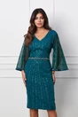 Rochie Eveline turcoaz cu strasuri