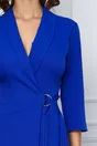 Rochie Gherda albastra cu aspect petrecut si maneci trei sferturi