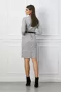 Rochie Gianina gri cu peplum si curea in talie