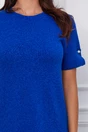 Rochie Ianca albastra din tricot cu aplicatii la maneci