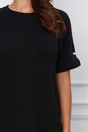 Rochie Ianca neagra din tricot cu aplicatii la maneci