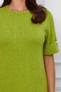 Rochie Ianca olive din tricot cu aplicatii la maneci