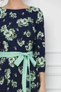 Rochie Iarina bleumarin cu imprimeu floral verde