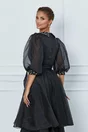 Rochie Iarina neagra cu perlute si strasuri la bust