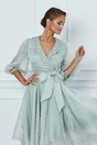 Rochie Iarina verde mint cu perlute si strasuri la bust
