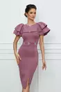 Rochie Ilina lila din neopren cu strasuri si volane