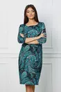 Rochie Ilona bleumarin cu picatele turcoaz