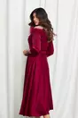 Rochie Ingrid bordo cu fulgi la bust si curea in talie