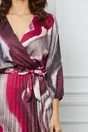 Rochie Ioana cu imprimeu watercolour gri-bordo