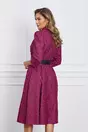 Rochie Iris fucsia cu imprimeu pepit si curea in talie