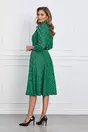 Rochie Iris verde cu imprimeu pepit si curea in talie