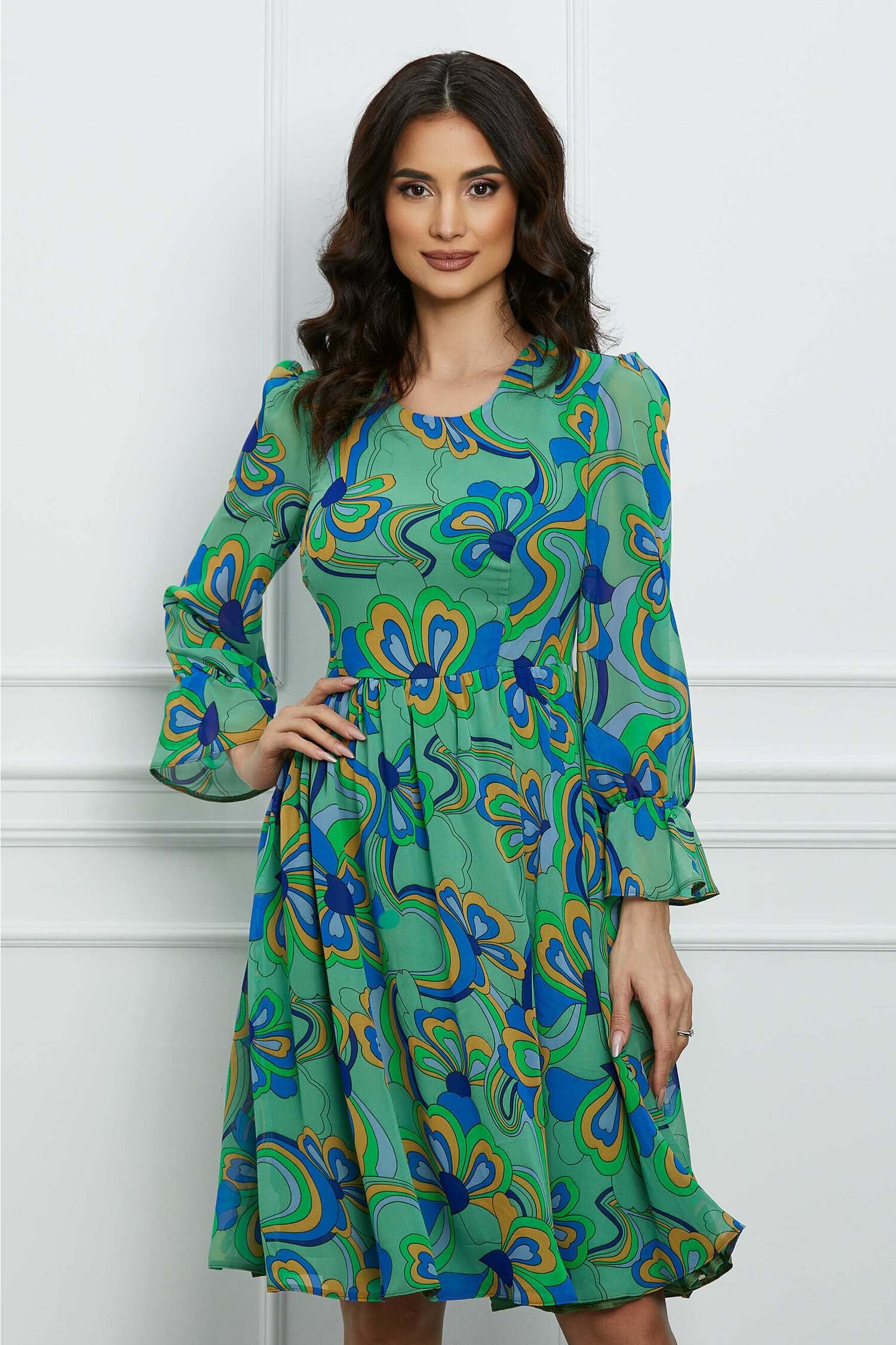 Rochie Isabela verde albastru