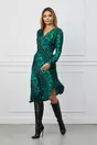 Rochie Karen verde cu animal print