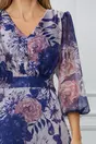 Rochie Katerina lila cu imprimeuri bleumarin