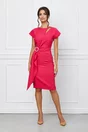 Rochie La Donna fuchsia cu decupaj la bust si aplicatie tip bijuterie in talie