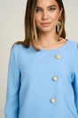 Rochie LaDonna office din stofa bleu cu nasturi perlati