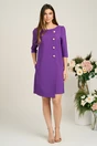 Rochie LaDonna office din stofa mov cu nasturi perlati