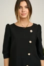 Rochie LaDonna office din stofa neagra cu nasturi perlati