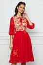 Rochie LaDonna rosie cu broderie la bust