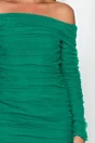 Rochie LaDonna verde cu fronseuri din tull