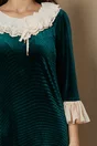 Rochie LaDonna verde cu guler brodat