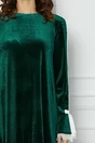 Rochie LaDonna verde cu perle si dantela pe maneci