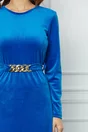 Rochie Larisa albastra cu accesoriu metalic in talie