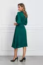 Rochie Lary verde inchis cu volanase la bust și snur la baza gatului