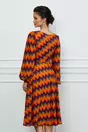 Rochie Leonard Collection cu imprimeu in zig-zag mov si orange