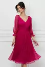 Rochie Leonard Collection fucsia din matase naturala
