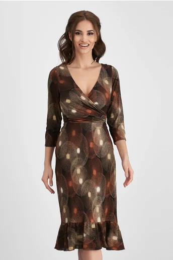 Rochie Leonard Collection maro cu imprimeu divers