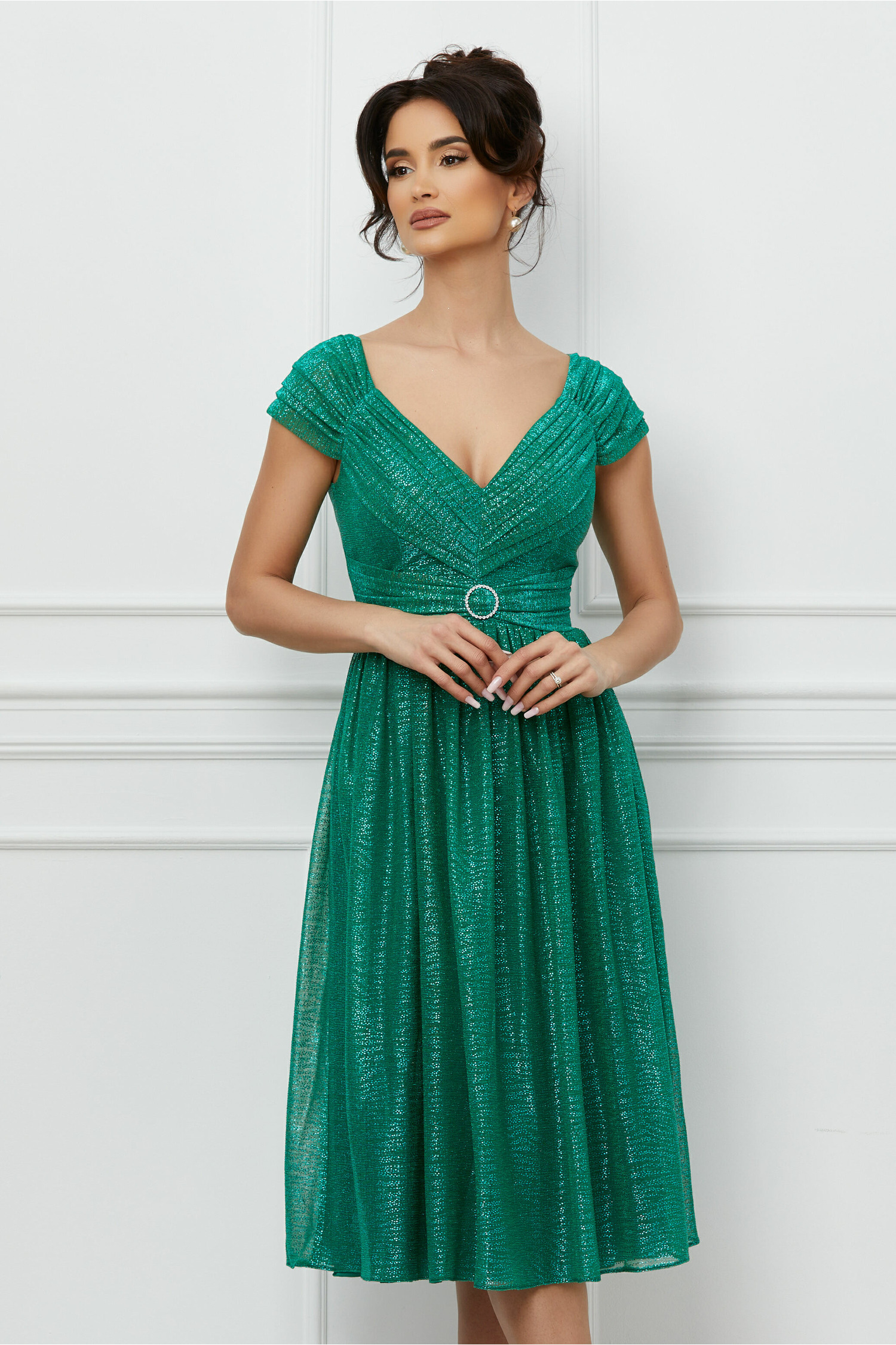 Rochie de ocazie verde cu glitter