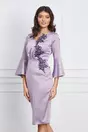 Rochie lila cu broderie din margele si paiete