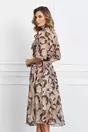 Rochie Lorena bej cu animal print si curea in talie