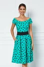 Rochie Luana verde cu buline negre
