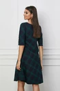 Rochie Madalina bleumarin cu carouri verzi