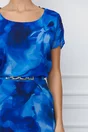 Rochie Maira albastra cu imprimeu si accesoriu in talie