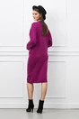 Rochie Mara magenta din tricot cu nasturi pe lateral