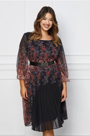 Rochie Mara neagra cu imprimeuri caramizii