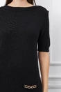 Rochie Mara neagra din tricot cu nasturi si buzunar