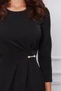 Rochie Maria neagra cu pliuri si perle in talie