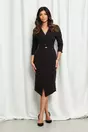 Rochie Maria office neagra cu aspect petrecut si curea in talie